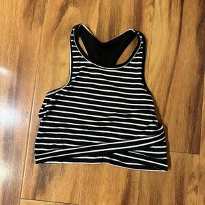 Striped High-Neck Sports Bra